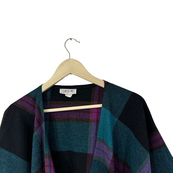 Vintage Union Made Catch Me Wool Plaid Sweater Shawl Wrap USA Made Womens - Picture 9 of 15